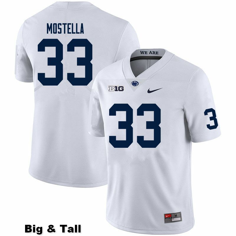 NCAA Nike Men's Penn State Nittany Lions Bryce Mostella #33 College Football Authentic Big & Tall White Stitched Jersey CWJ7498SA